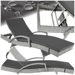tectake Gartenliege Rattan Sonnenliege, bodenschonend, 190 x 71 x 34 &ndash; 74,5...