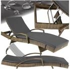 tectake Gartenliege Rattan Sonnenliege, bodenschonend, 190 x 71 x 34 &ndash; 74,5 cm,