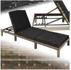 tectake Gartenliege Rattan Sonnenliege, dicke Polsterung, 196 x 66 x 27 cm,