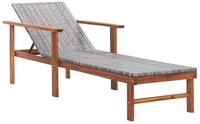 vidaXL Gartenliege vidaXL Sonnenliege Poly Rattan und Massivholz Akazie Grau
