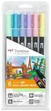 TOMBOW Faserstift Doppelfasermaler Dual Brush Pastellfarben 0,8/3,3mm 6 St&uuml;ck