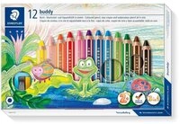 STAEDTLER Buntstift 140 C12 buddy, Wachsmalstift, Aquarellstift, Kindermalstift