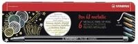 STABILO Faserstift STABILO Pen 68 Filzstift - 1,4 mm - metallic - 6er Metalletui