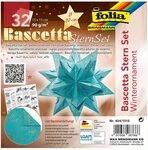 Folia Bastelkartonpapier folia Faltbl&auml;tter Bascetta-Stern, t&uuml;rkis / bedruckt