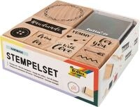 Folia Max Bringmann KG Stempel Stempelset "Handmade", 11 Holzstempel und 2