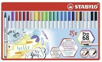 STABILO Kalligraphie-Stift Pen 68 Brush Metallbox Fasermaler, 25 Stk.