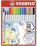 STABILO Pinselstift STABILO Pen 68 brush Premium-Filzstift - 15er Metalletui