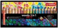 STABILO Buntstift STABILO woody 3 in 1 ARTY Buntstift - 10 mm - 18er Set +...