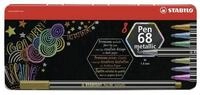 STABILO Faserstift STABILO Pen 68 Filzstift - 1,4 mm - metallic - 8er Metalletui