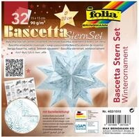 Folia Bastelkartonpapier folia Faltbl&auml;tter Bascetta-Stern, eisblau / bedruckt