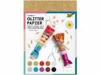 Folia Bastelkartonpapier Folia Glitterpapier farbsortiert 170 g/qm, 10 Blatt...