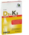 Avitale GmbH D3+K2 2000 I.E.+100 &mu;g Tabletten Tabletten, 60 St.