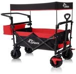 SAMAX Bollerwagen Faltbarer Offroad mit Dach - Schwarz / Rot