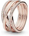 Pandora Fingerring Pandora Funkelnde und Polierte Linien Ring 180919CZ Damenring 60