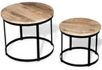 vidaXL Couchtisch 2-tlg. Couchtisch-Set Raues holz Rund 40cm/50cm (1-St) braun