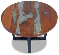 vidaXL Ablagetisch, Couchtisch Teak Harz 60 cm