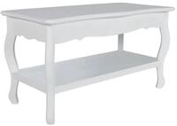vidaXL Ablagetisch, Couchtisch mit Ablageboden MDF Wei&szlig;