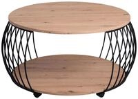 M2 Kollektion Couchtisch PEKING, &Oslash; 80 cm, mit Rollen, mit Ablage, Artisan Eiche