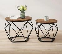 VASAGLE Couchtisch rund, Wohnzimmertisch, modern, Satztisch, Metall (2er Set,...