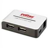 ROLINE USB 2.0 Hub "Black and White", 4 Ports, mit Netzteil Computer-Adapter USB 2.0