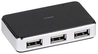 Vivanco High Speed USB 2.0 HUB, 4-Port, aktiv, inkl. Netzteil, Metallgeh&auml;use Adapter