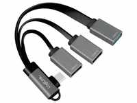 LogiLink Verteiler UA0361 USB 3.2 Gen 1-Hub, USB-C/M (90) zu 3x USB-A/F,...