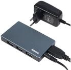 Hama 4-Port USB 3.0 Aktiv USB-Hub mit Netzteil Grau USB-Adapter USB-A zu USB-A,