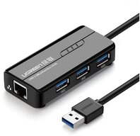 UGREEN HUB Splitter 3x USB 3.0 externer Netzwerkadapter RJ45 Giga HUB