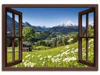 Artland Wandbild Fensterblick Bayerischen Alpen, Berge (1 St), als Alubild,