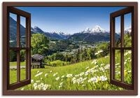 Artland Wandbild Fensterblick Bayerischen Alpen, Berge (1 St), als Leinwandbild,