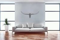 FINEBUY Wanddekoobjekt FB37875 Deko Geweih Bull M Aluminium Design H&ouml;rner 100cm
