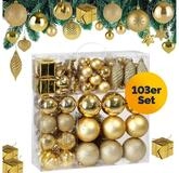 Deuba Weihnachtsbaumkugel (103 St), Weihnachtskugeln 103er Set Weihnachtsdeko matt