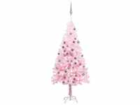 vidaXL Künstlicher Weihnachtsbaum mit LEDs & Kugeln Rosa 120 cm (3077669)