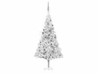 vidaXL Künstlicher Weihnachtsbaum mit LEDs & Kugeln silber 210cm (3077697)