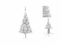 vidaXL Künstlicher Weihnachtsbaum mit LEDs & Kugeln silber 180cm (3077696)