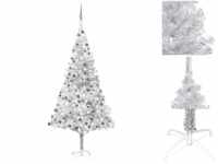 vidaXL Künstlicher Weihnachtsbaum mit LEDs & Kugeln silber 240 cm (3077698)