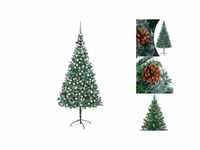 vidaXL Künstlicher Weihnachtsbaum mit LEDs Kugeln Zapfen 210 cm (3077701)