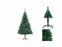 vidaXL Künstlicher Weihnachtsbaum mit LEDs & Kugeln grün 180 cm (3077708)
