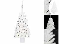vidaXL Künstlicher Weihnachtsbaum mit LEDs & Kugeln weiß 90 cm (3077717)