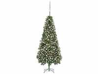 vidaXL Künstlicher Weihnachtsbaum mit LEDs, Kugeln & Zapfen 210 cm (3077846)
