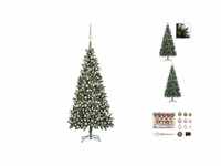 vidaXL Künstlicher Weihnachtsbaum mit LEDs, Kugeln & Zapfen 210 cm (3077849)