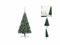 vidaXL Künstlicher Halber Weihnachtsbaum mit LEDs & Kugeln grün 150 cm...
