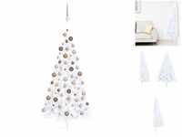 vidaXL Künstlicher Halber Weihnachtsbaum mit LEDs & Kugeln weiß 210 cm...