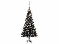 vidaXL Künstlicher Weihnachtsbaum mit LEDs & Kugeln schwarz 120cm (3077588)