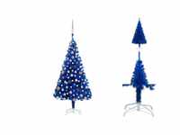 vidaXL Künstlicher Weihnachtsbaum mit LEDs & Kugeln blau 120 cm (3077593)