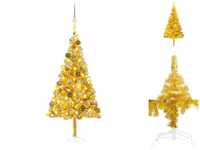 vidaXL Künstlicher Weihnachtsbaum mit LEDs & Kugeln gold 180cm (3077605)