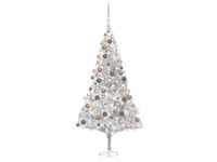 vidaXL Künstlicher Weihnachtsbaum mit LEDs & Kugeln silber 240cm (3077612)