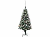 vidaXL Künstlicher Weihnachtsbaum mit LEDs Kugeln Zapfen 150 cm (3077616)