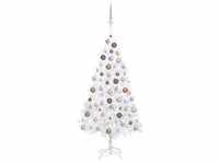 vidaXL Künstlicher Weihnachtsbaum mit LEDs & Kugeln weiß 180 cm (3077627)