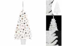 vidaXL Künstlicher Weihnachtsbaum mit LEDs & Kugeln weiß 90 cm (3077631)